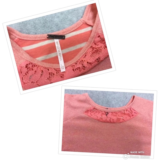 POOF GIRL SHIRT TOP LONG SLEEVE STRIPE LACE - Picture 5 of 7